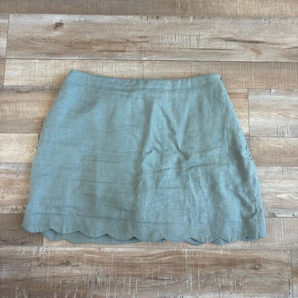 Abercrombie and Fitch Premium Linen Sage Green Scallop Hem Skort Size M - Picture 2 of 6